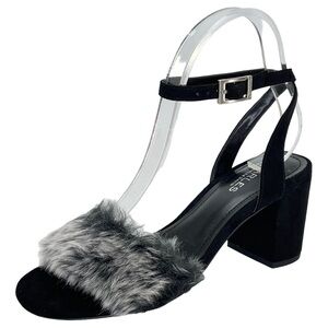 Charles David Kandy Black Faux Fur Medium Width Womens Heels